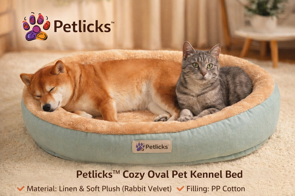 Petlicks™ Cozy Oval Pet Kennel Bed