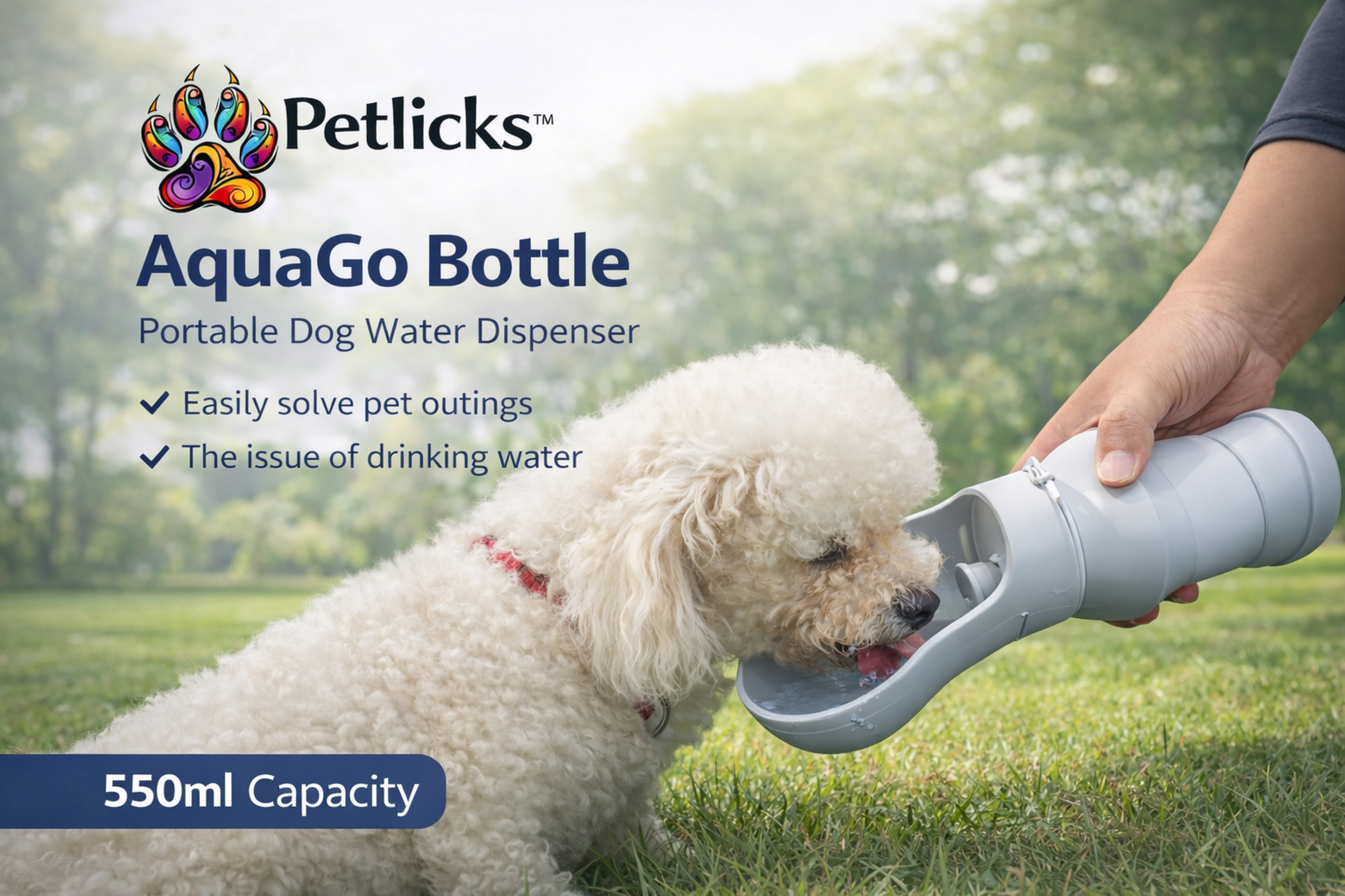 Petlicks™ AquaGo Bottle – Portable Dog Water Dispenser