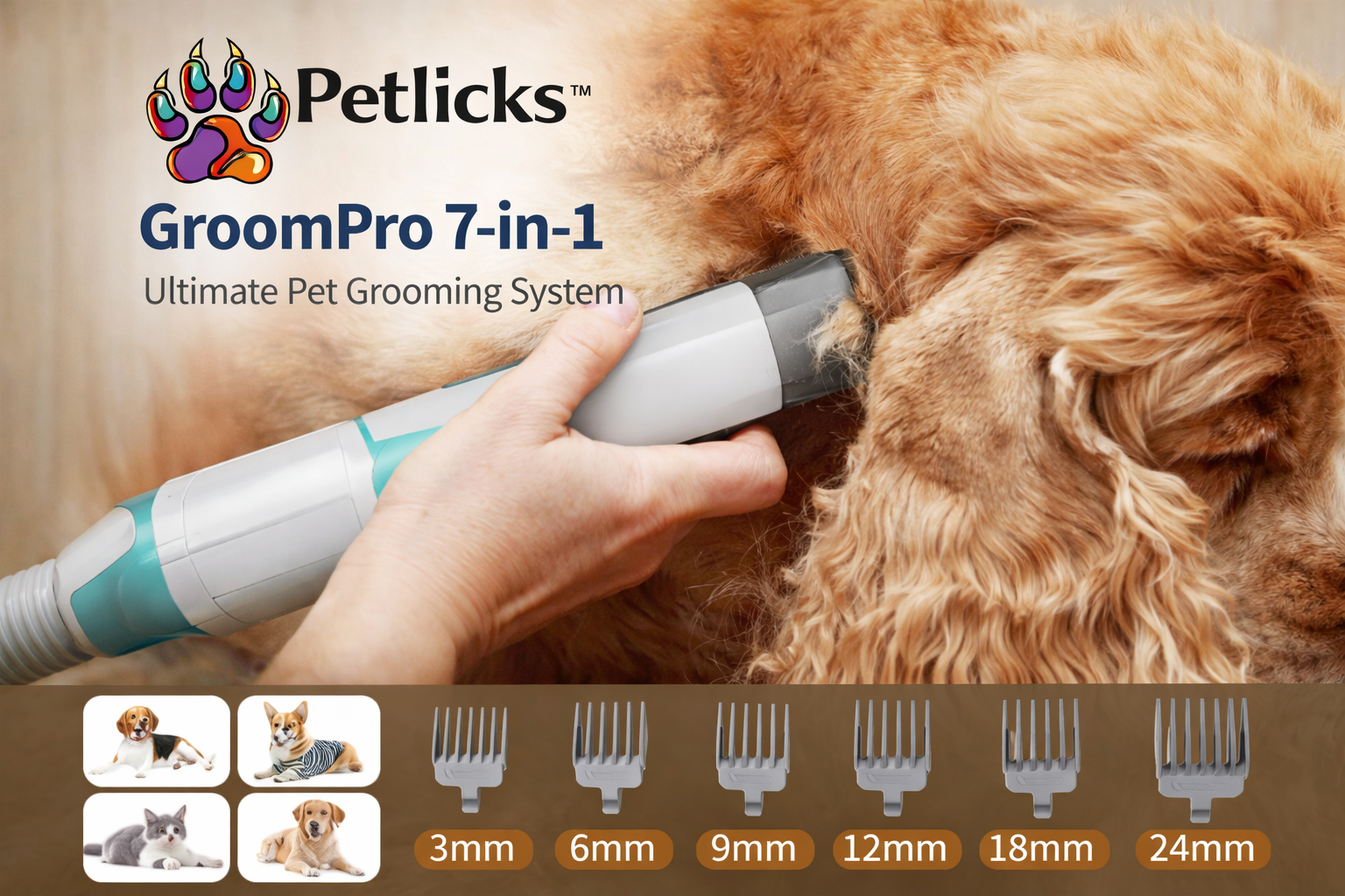 Petlicks™ GroomPro 7-in-1 – Ultimate Pet Grooming System