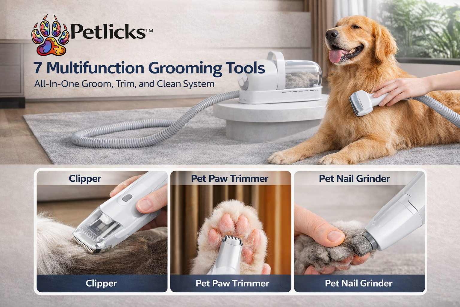 Petlicks™ GroomPro 7-in-1 – Ultimate Pet Grooming System