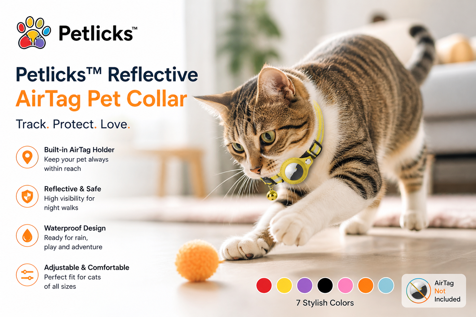 Petlicks™ Reflective AirTag Pet Collar